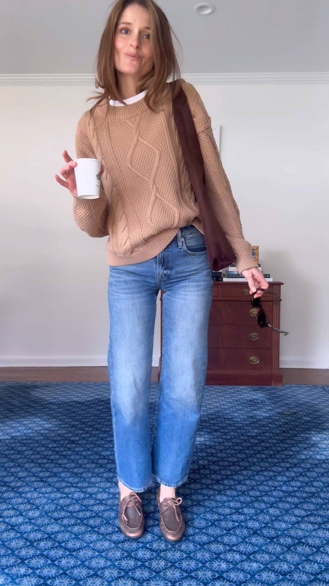 an easy outfit to start the week! s

Sizing notes: 
Sweater: sized up to a Large (from my usual small)!
jeans: sized down 1, but could have taken my true size too! 
loafers: run TTS
white tee: wearing my true size, a small
bag: I really can't can't get over the quality — its such a great value! 

#LTKFindsUnder100 #LTKFindsUnder50