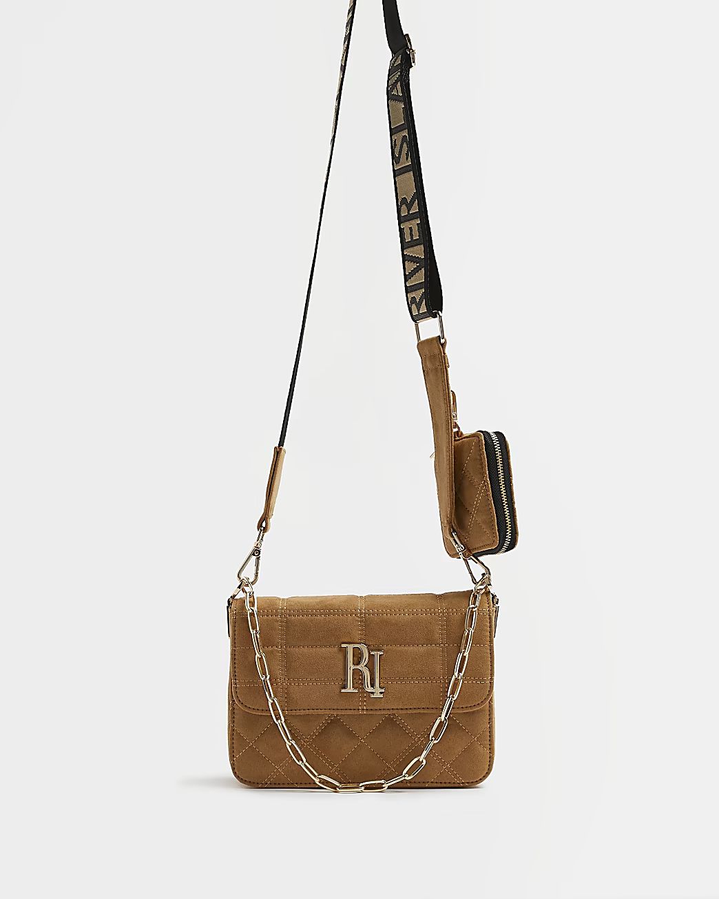 River Island Womens Brown quilted cross body bag | River Island (US)