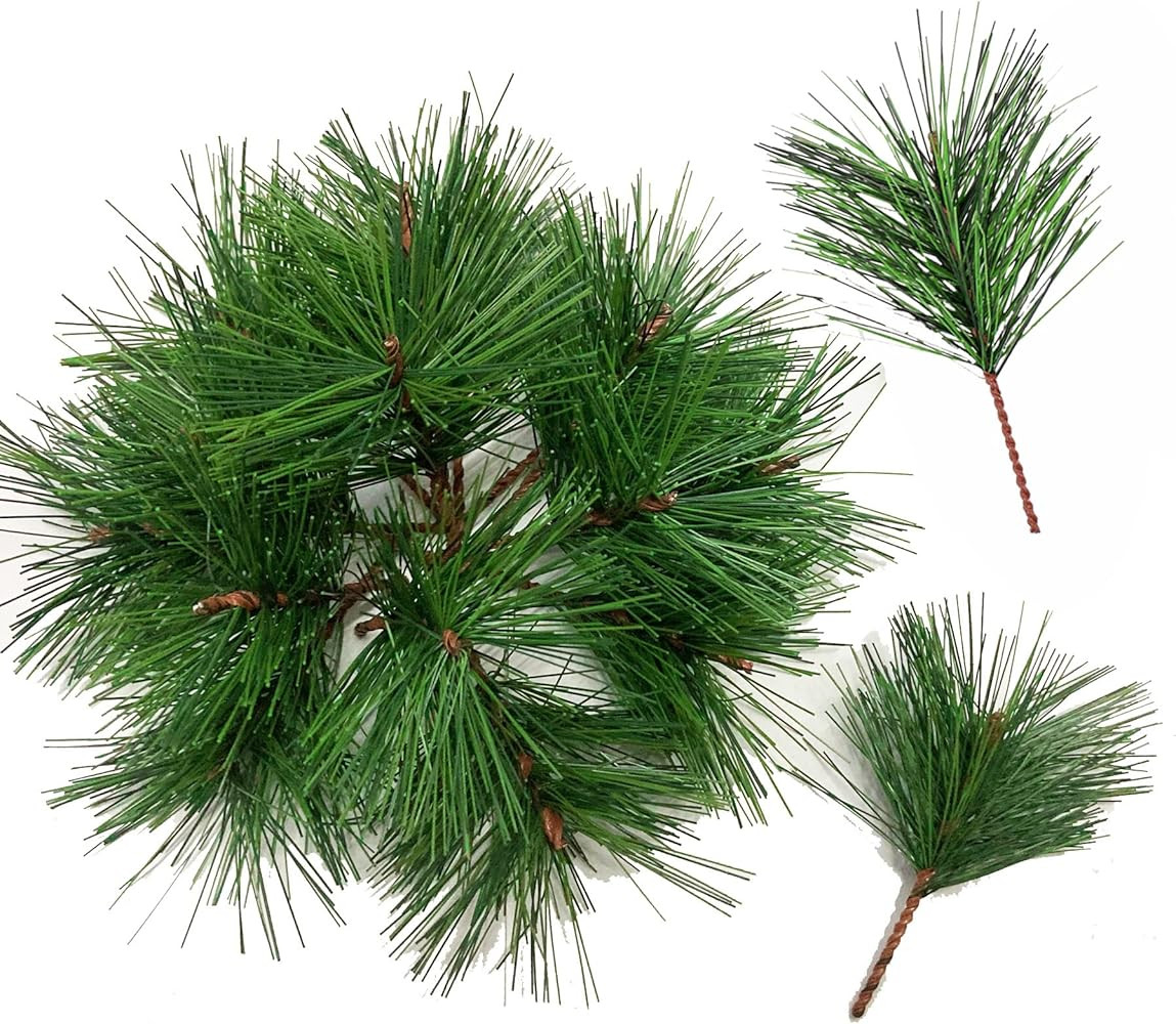 Artificial Green Pine Needles Branches Fake Small Pine Twigs Stems Evergreen Picks Holiday Tree D... | Amazon (US)
