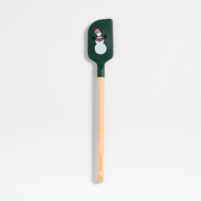 Joan Anderson Arctic Friends Green Silicone and Wood Spatula + Reviews | Crate & Barrel | Crate & Barrel