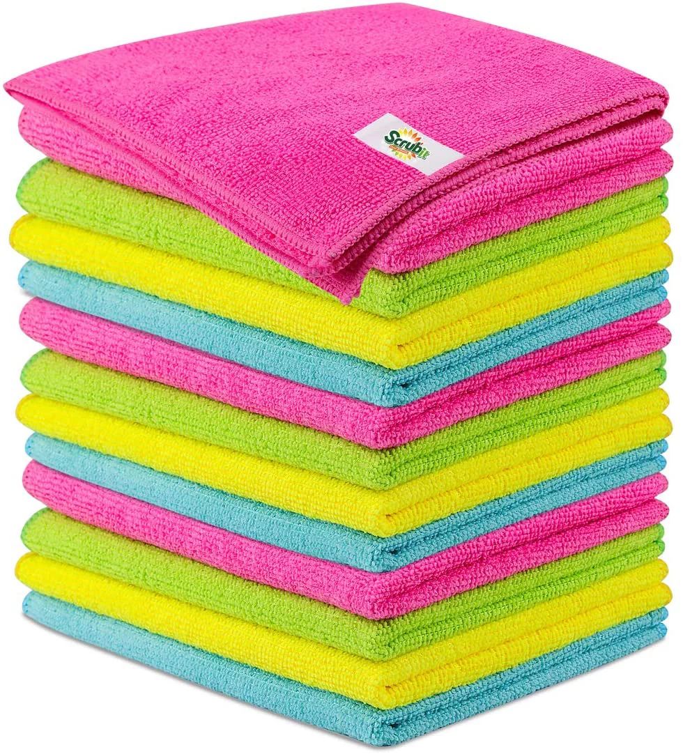 Scrubit Microfiber Cleaning Cloth Lint Free Anti-Bacterial, Ultra Absorbent, 12 Pack - Walmart.co... | Walmart (US)