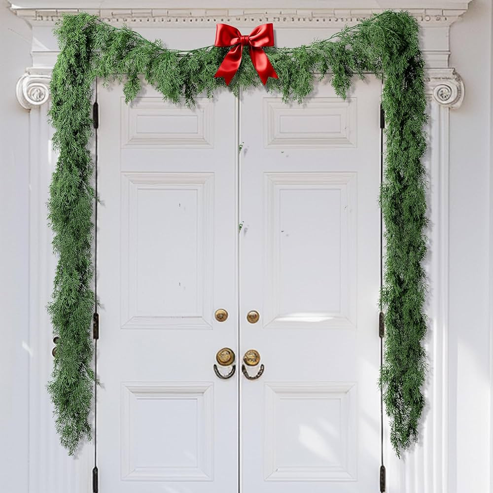 9.8 Ft Realistic Touch Norfolk Pine Garland- Greenery Artificial Pine Cypress Garland- Fake Chris... | Amazon (US)