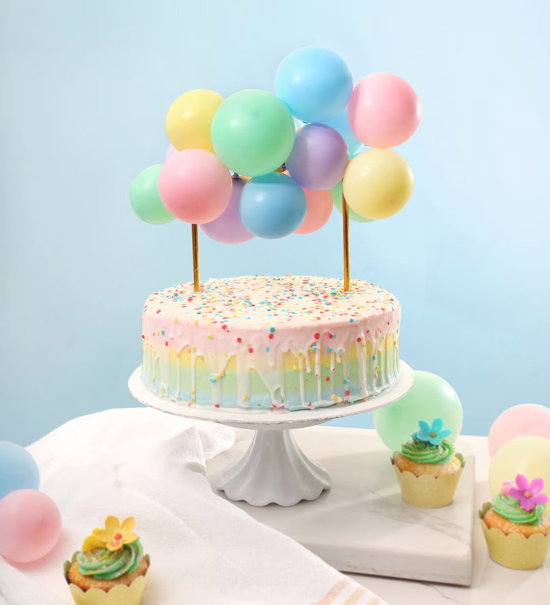 Pastel Rainbow Mini Balloon Cake Topper Kit Pastel Party - Etsy | Etsy (US)