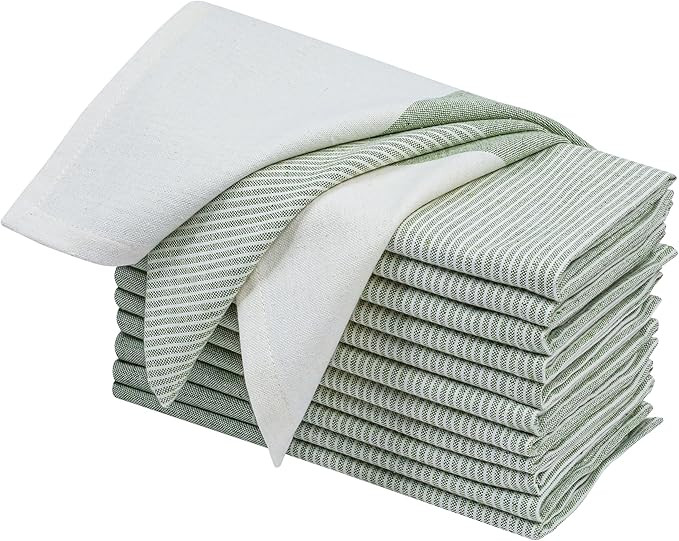 Palisa Cloth Napkins Set of 12 18x18 Inches - Thanksgiving Block Striped Dinner Napkins for Holid... | Amazon (US)