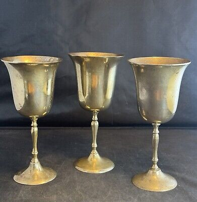 3 Vintage BRASS Made In India/ Wine Goblets H 7.5” | eBay US