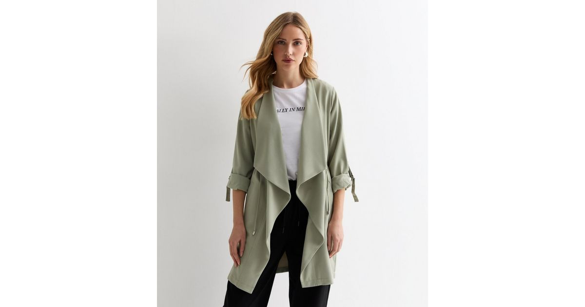 Light Green 3/4 Sleeve Waterfall Duster Coat | New Look | New Look (UK)