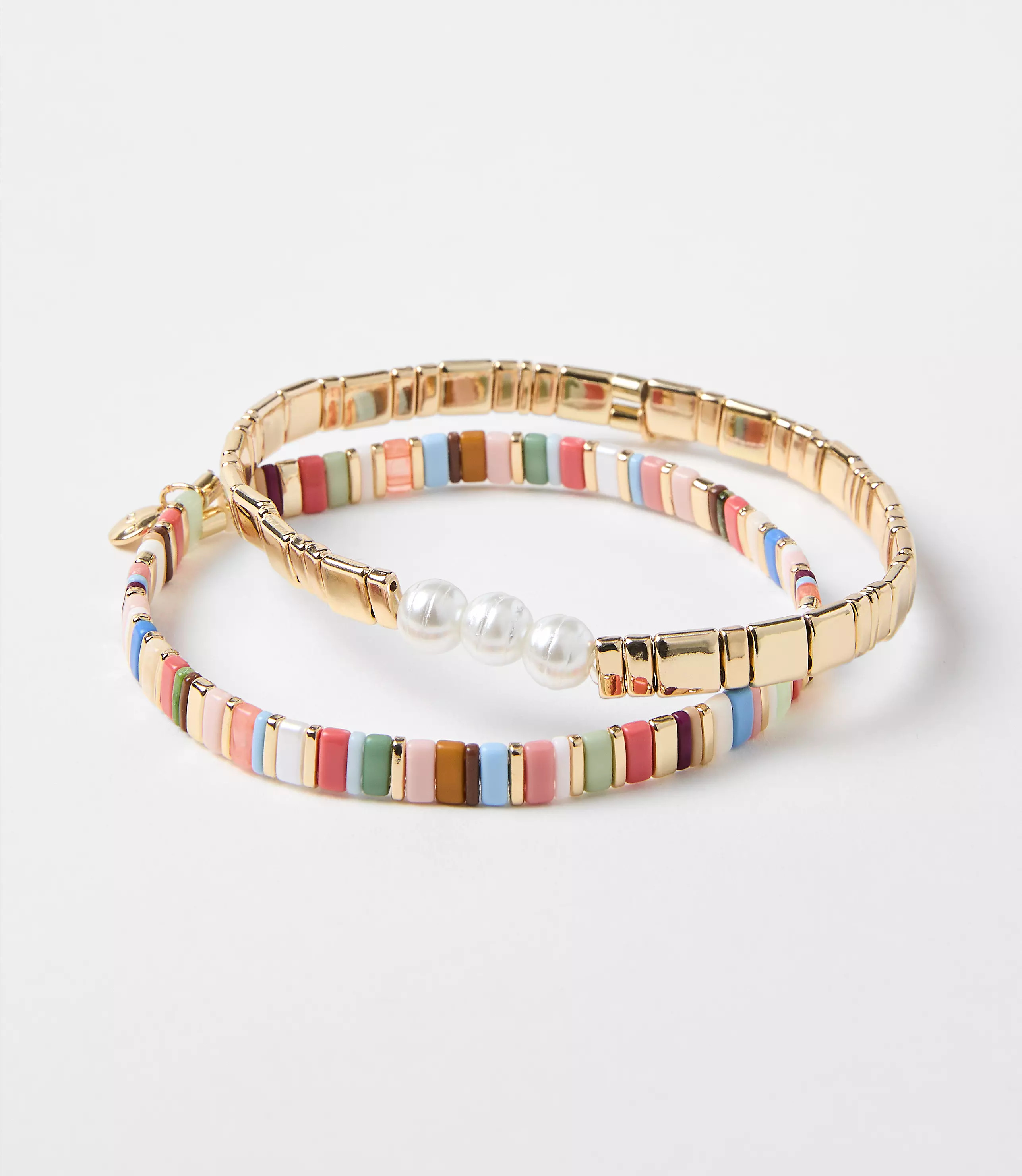 Pearlized Multicolored Chicklet Bracelet Set | LOFT