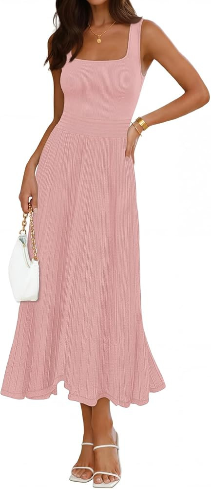 MEROKEETY Women's Summer Midi Dress 2026 Spring Sleeveless Pleated A Line Casual Business Work Co... | Amazon (US)