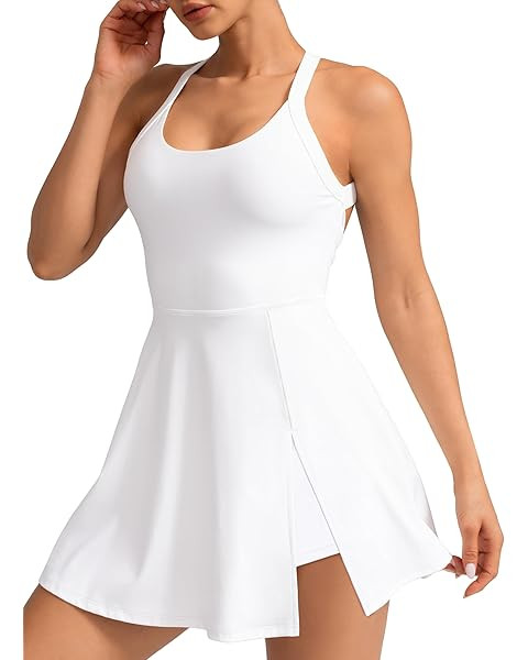 Heathyoga Tennis Dress with Built in Shorts and Bra Athletic Dress for Women Summer Cut Out Twist... | Amazon (US)