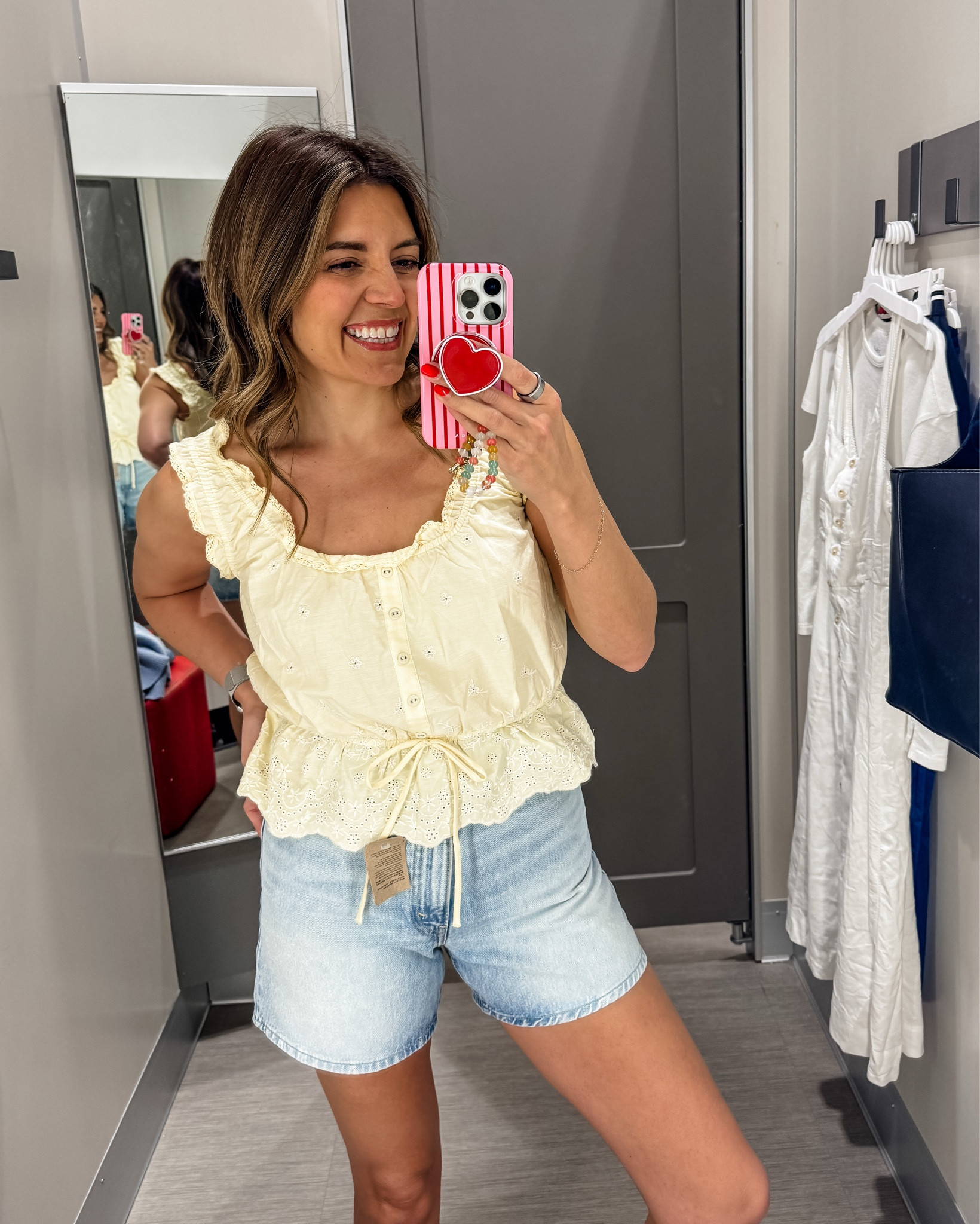 My finds at Target today!! This yellow top is beautiful! Brought it AND the track pants home! Both in a size small. New target arrivals! 

#LTKTall #LTKOver40