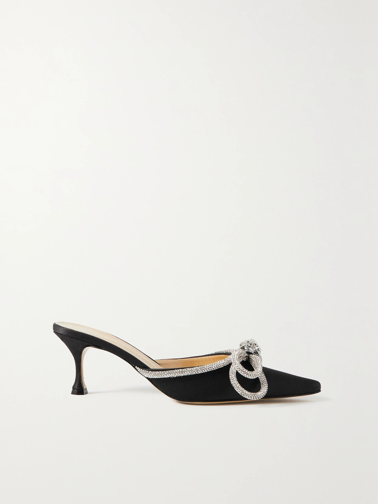 MACH & MACH - Double Bow Crystal-embellished Satin Mules - Black | NET-A-PORTER (UK & EU)