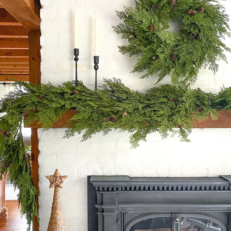 Natural Forest Hemlock Garland with Pine Cones | Purple Rose Home