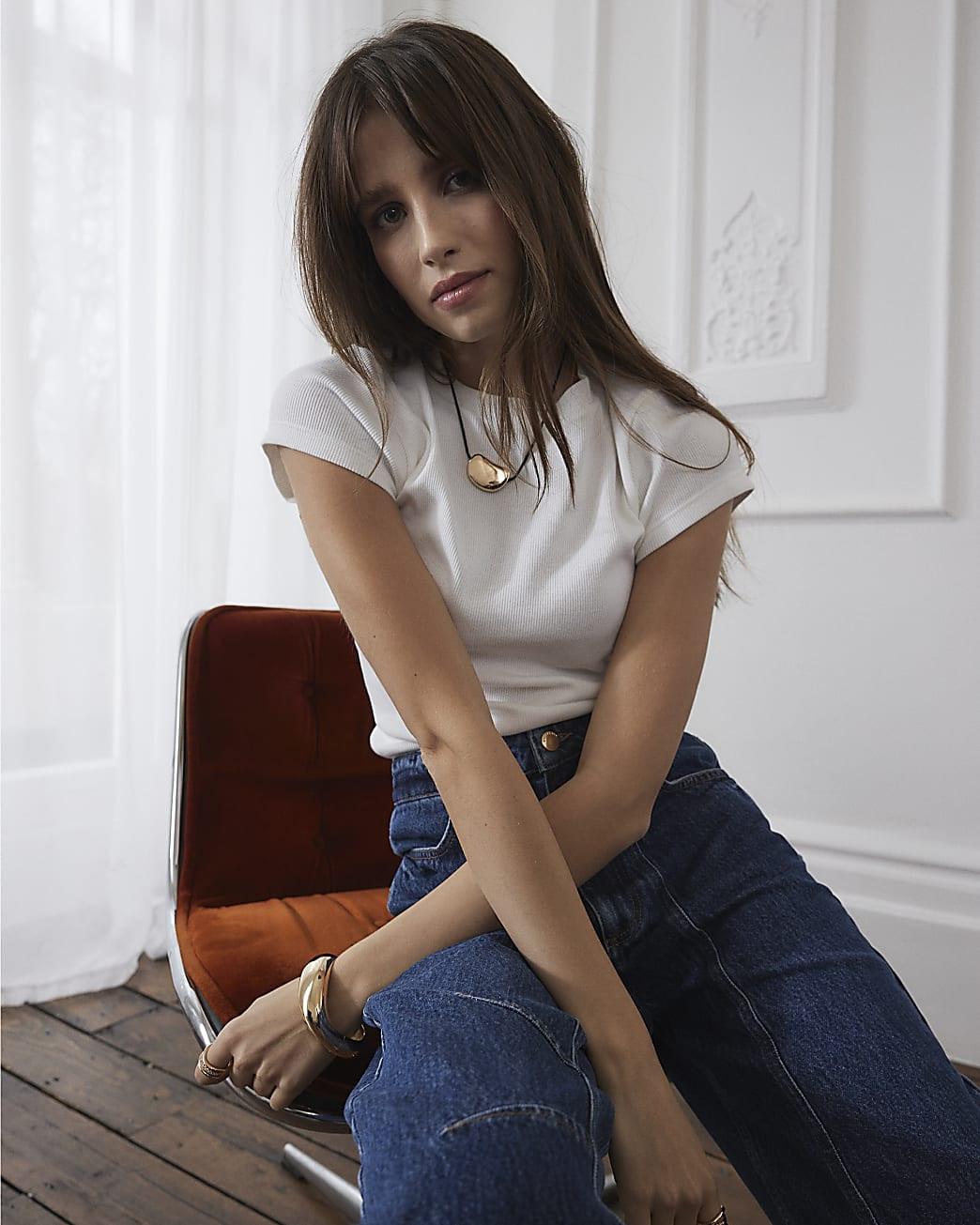 White Short Sleeve Fitted Rib T-shirt | River Island UK & IE