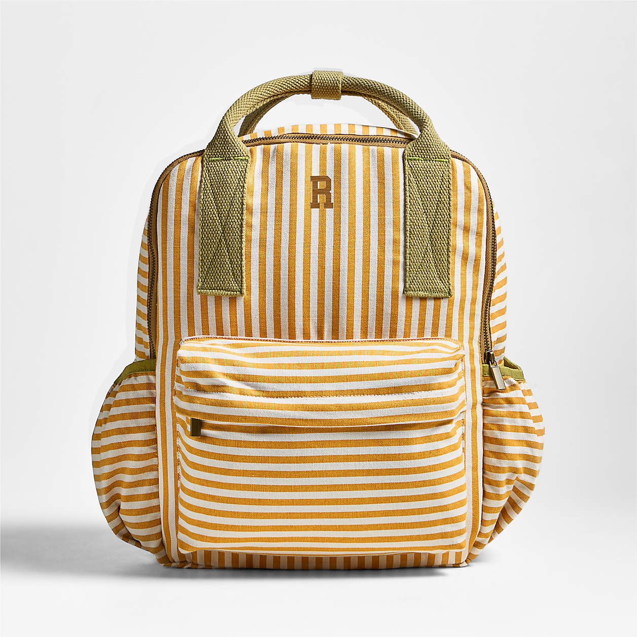 Pathfinder Medium Gold Stripe Kids Cotton Backpack + Reviews | Crate & Kids | Crate & Barrel