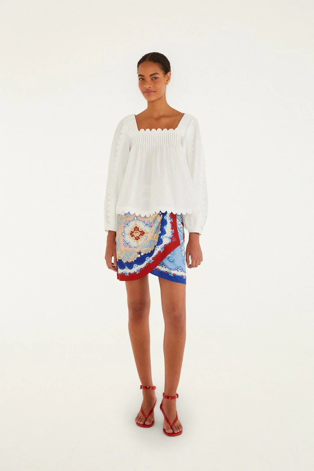 Mixed Cherry Royalty Scarf Lenzing Ecovero Euroflax Mini Skirt | FARM Rio | FarmRio (US)