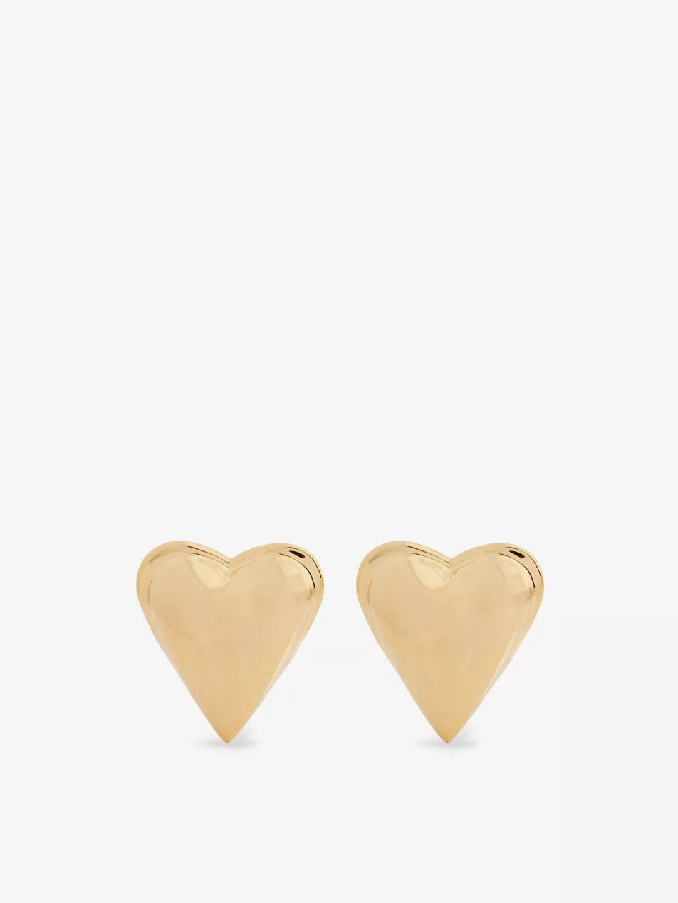Heart logo-engraved brass earrings | Selfridges