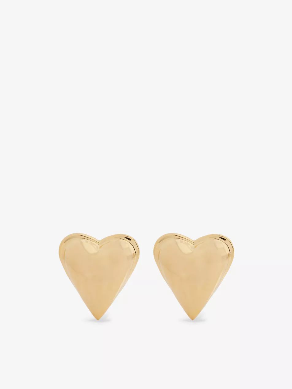 Heart logo-engraved brass earrings | Selfridges