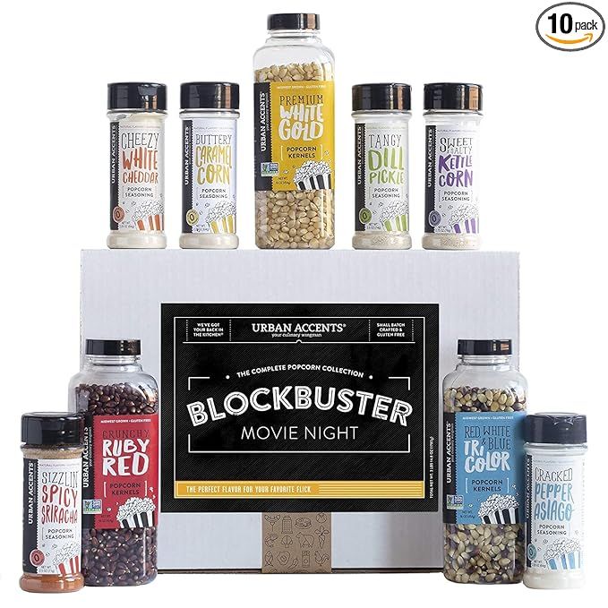 Urban Accents BLOCKBUSTER, Movie Night Popcorn Kernels Gift and Popcorn Seasoning Variety Pack (S... | Amazon (US)