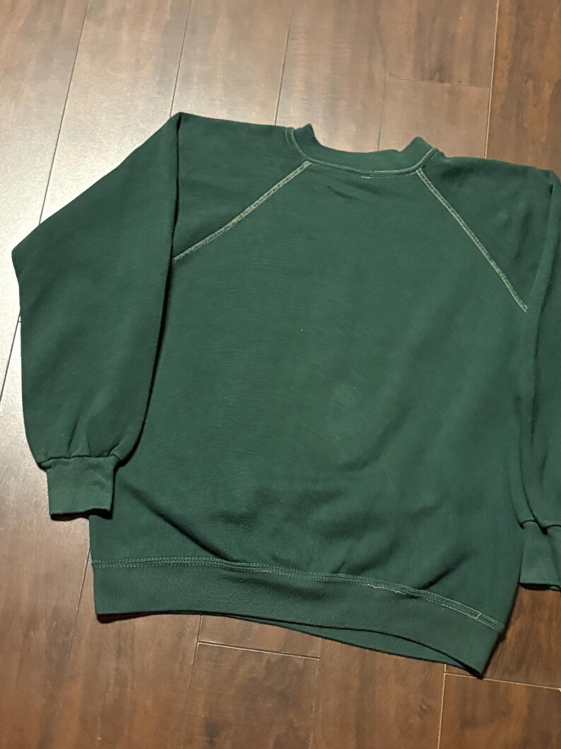 Vintage 1970s/80s Blank Faded Forest Green Sportswear Raglan Crewneck Sweatshirt Pullover USA - E... | Etsy (US)