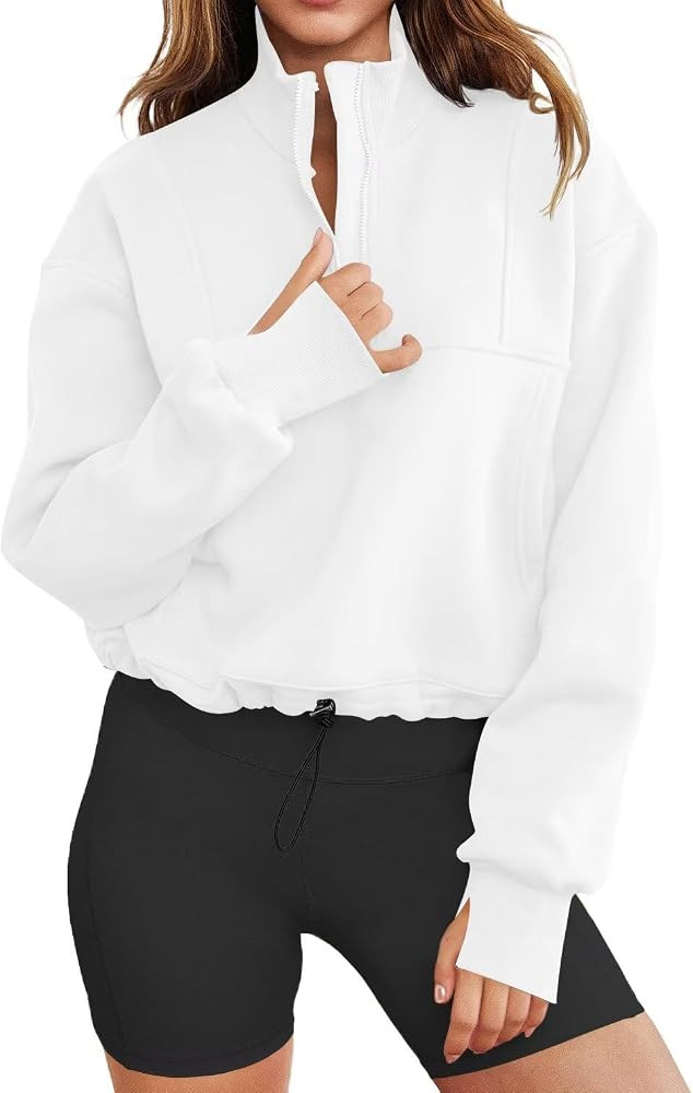 LEEDYA Women Long Sleeve Half Zip Sweatshirts Fall Oversized Trendy Hoodies Casual Thumb Hole Pul... | Amazon (US)