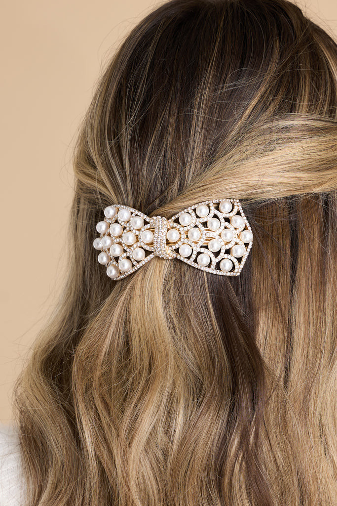 Thanks A Million Gold Pearl Hair Pin | Red Dress 