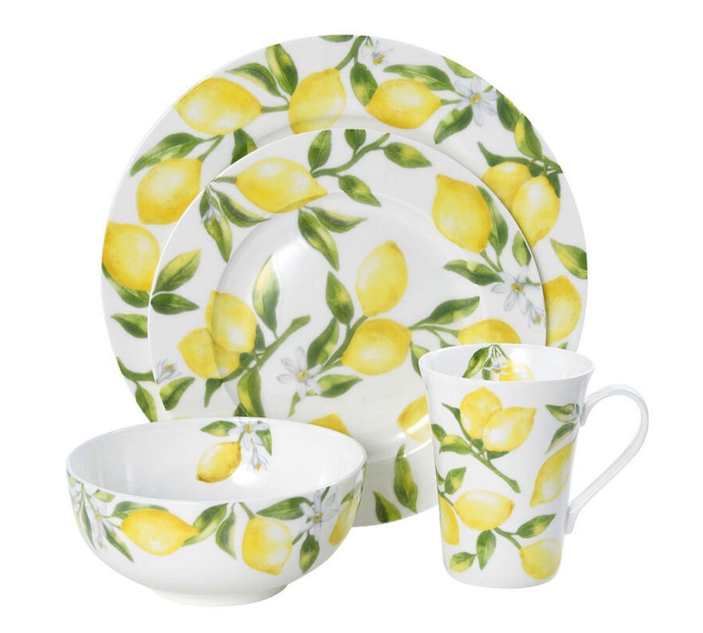 Lemons Bone China 16-Piece Dinnerware Set | Pottery Barn (US)