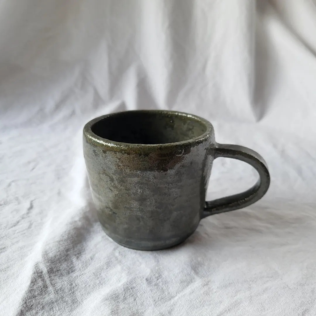 Handmade Ceramic Mug for Coffee, Tea, Espresso, Matcha Unique Gift Pottery Cup Metallic Dark Gray... | Etsy (US)