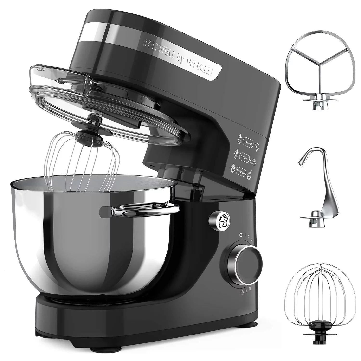 WHALL® Stand Mixer - 5.5Qt 12-Speed Tilt-Head Electric Kitchen Mixer with Dough Hook/Wire Whip/B... | Walmart (US)