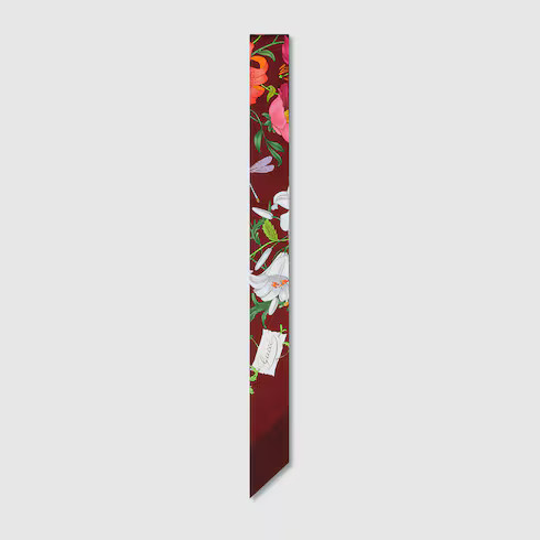 GUCCI Printed Silk Twill Ribbon, Bordeaux, Silk | Gucci (US)