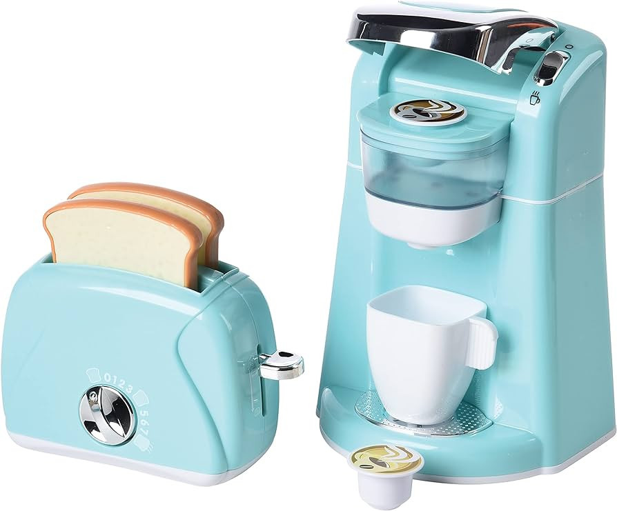 Constructive Playthings My Kitchen Series Modern Coffee Machine Toy & Toy Toaster Play Kitchen Ap... | Amazon (US)