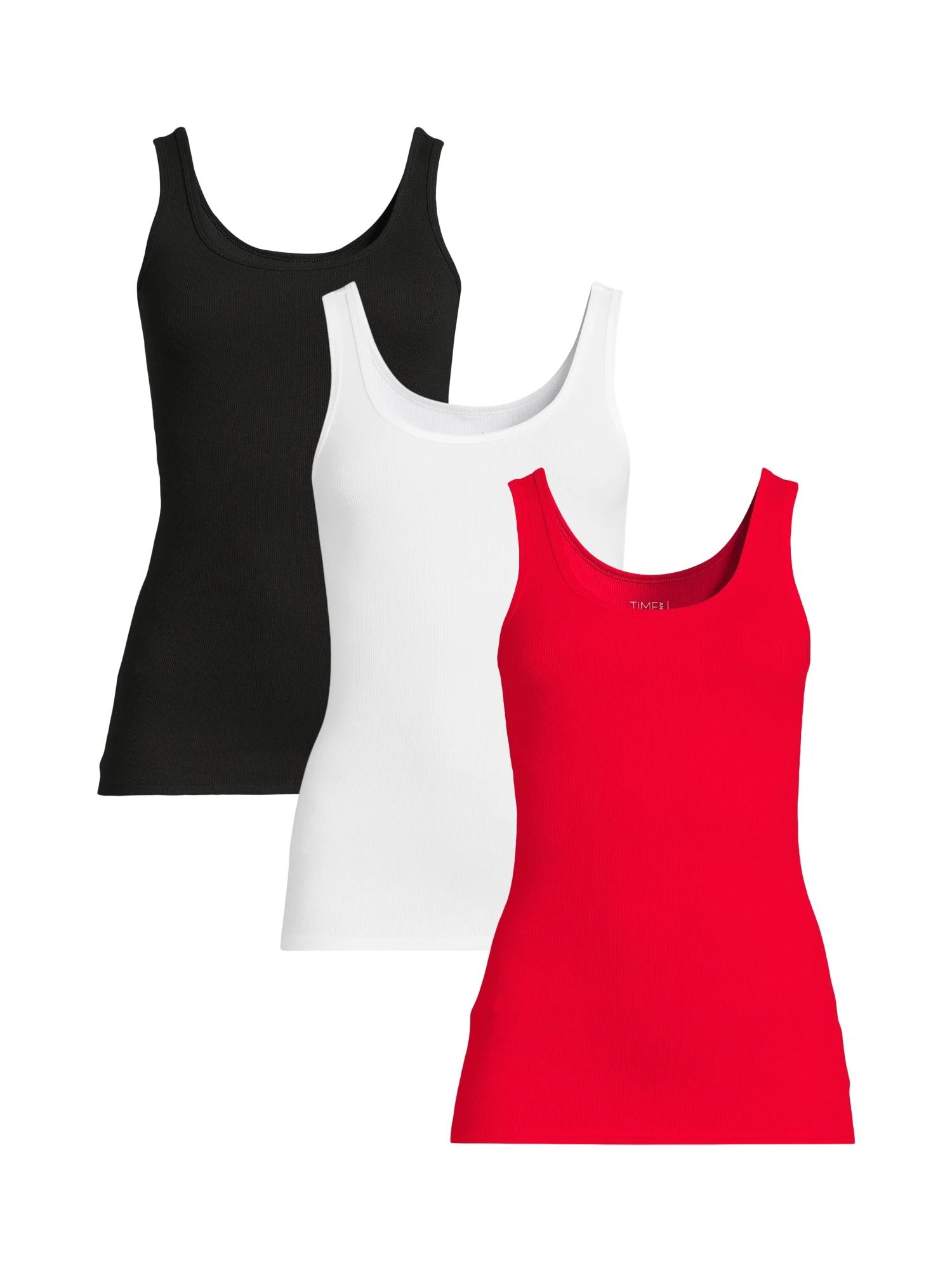 Time and Tru Women's Ribbed Tank Top, 3-Pack, Sizes XS-XXXL | Walmart (US)