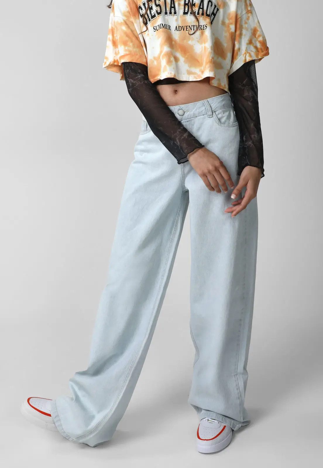 Calça Jeans Forever 21 Wide Leg Pespontos Azul | Dafiti (BR)