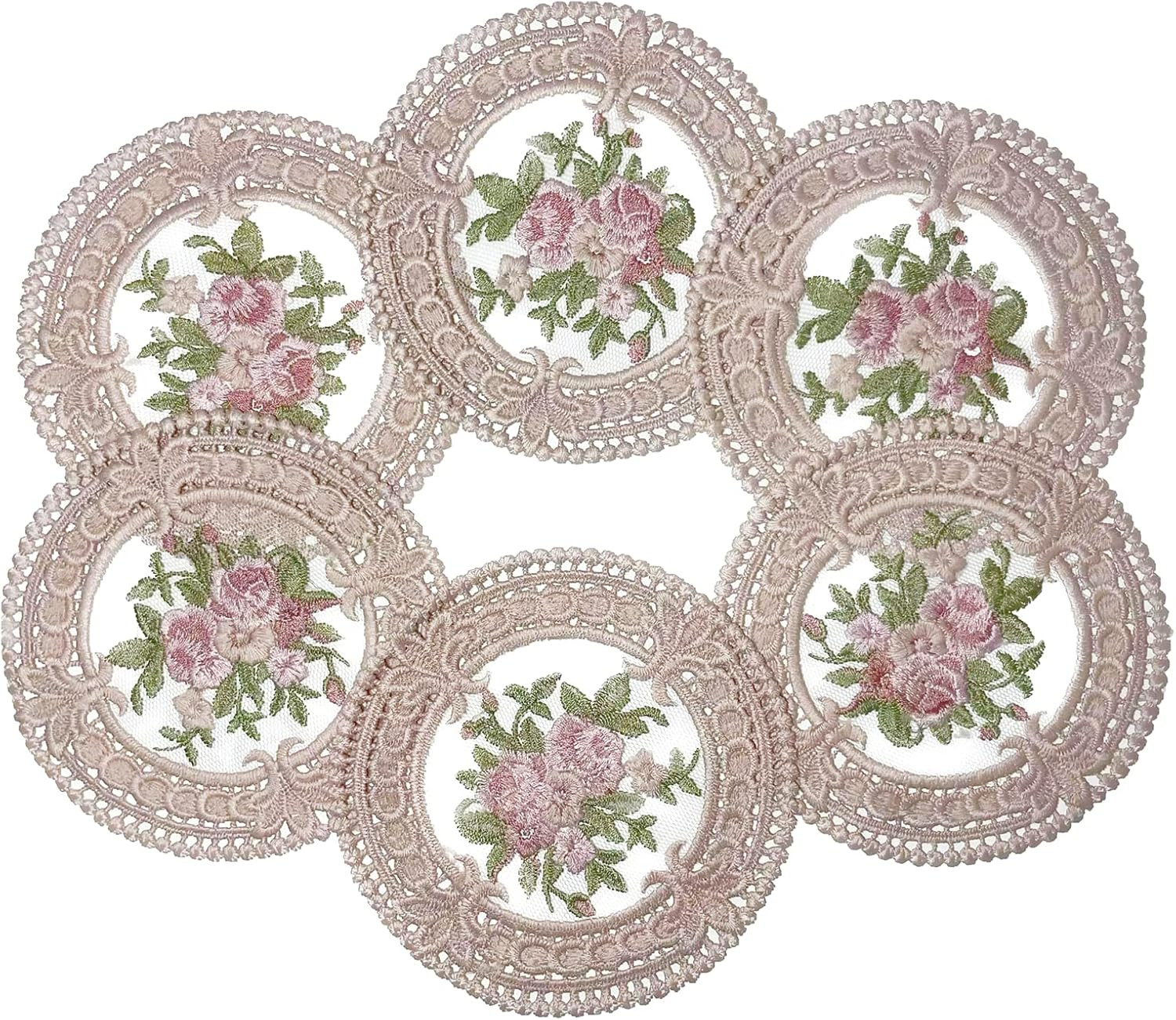 4.5" Embroidered Fabric Coasters, 8pcs Cloth Coasters for Ceramic Cup, Vintage Lace Embroidery Co... | Amazon (US)