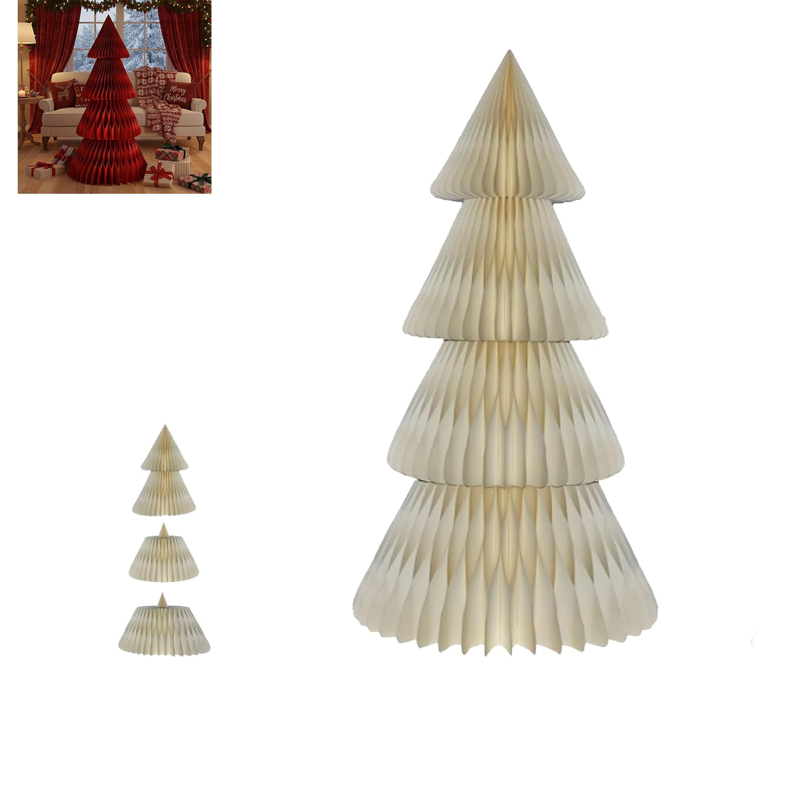 5ft Paper Honeycomb Tree, Cardboard Style 3D Xmas Papers Table Ornament Folding Trees, Christmas ... | Amazon (US)