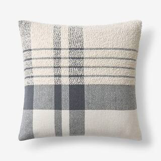 The Company Store Company Cotton Boucle Plaid Charcoal Gray 20 in. x 20 in. Throw Pillow Cover 51... | The Home Depot