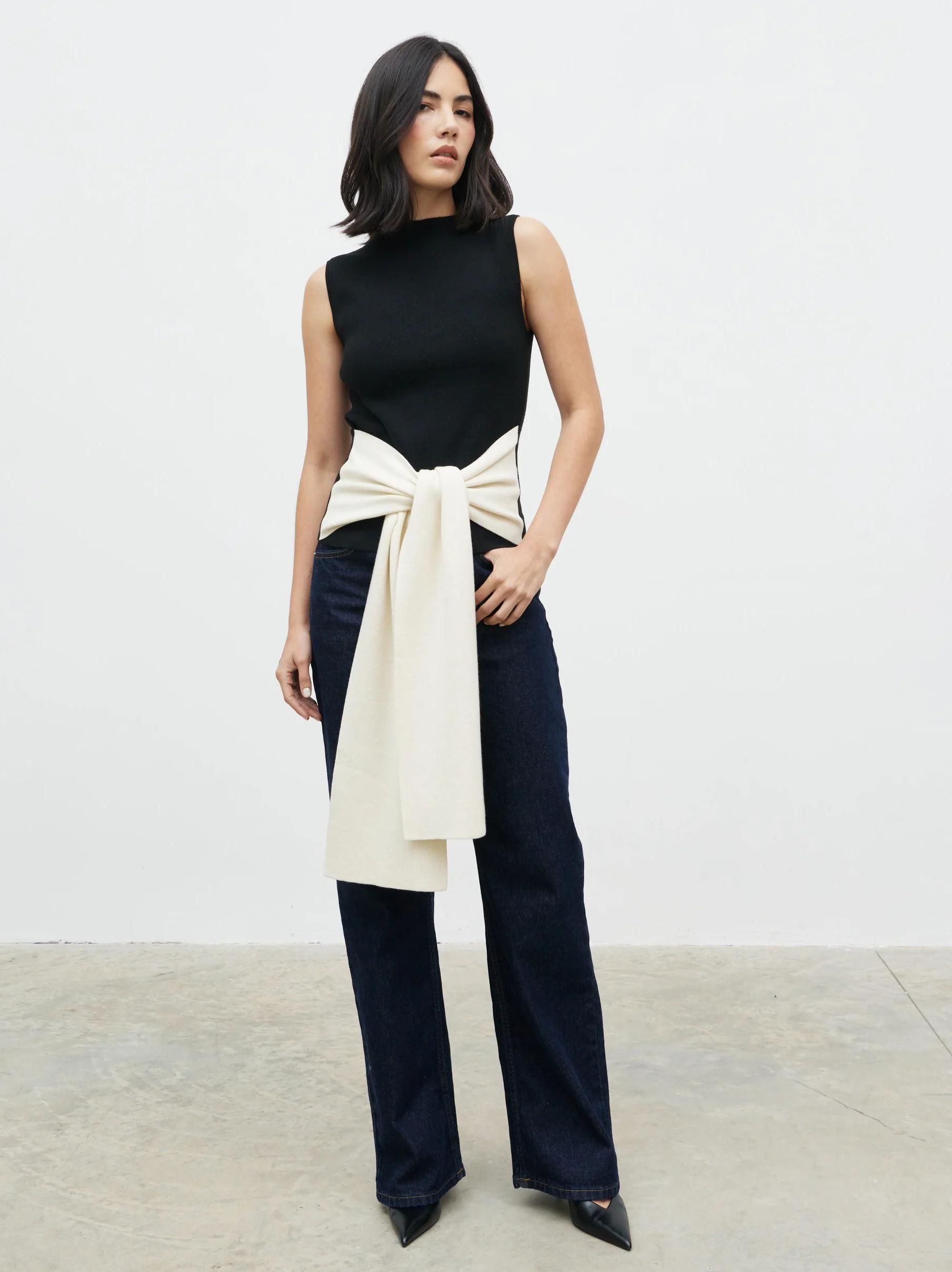 Audrey Waist Tie Sleeveless Knit Top | Pretty Lavish (UK)