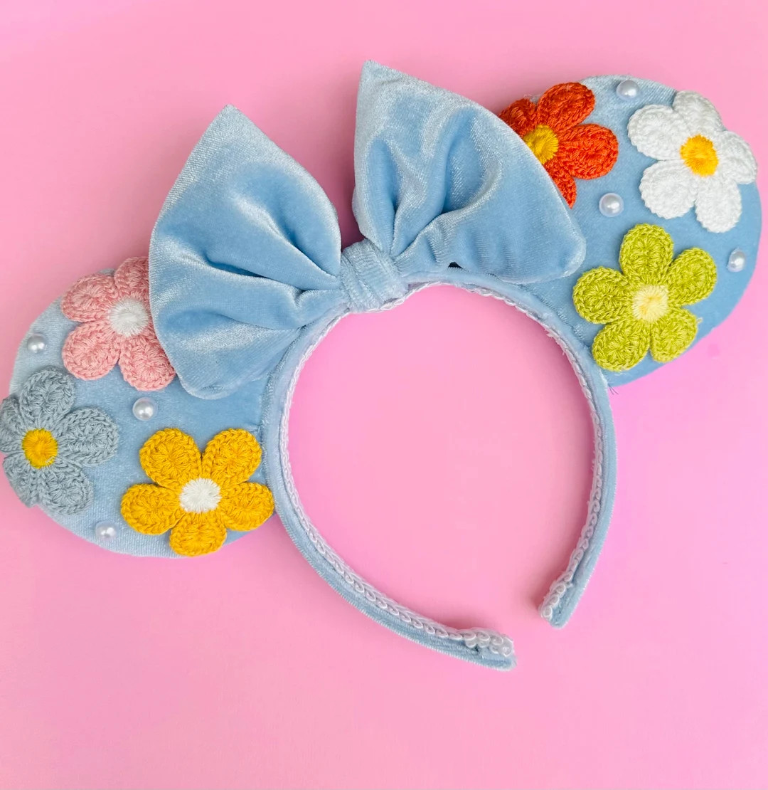 Blue Floral Minnie Mouse Ears - Etsy | Etsy (US)