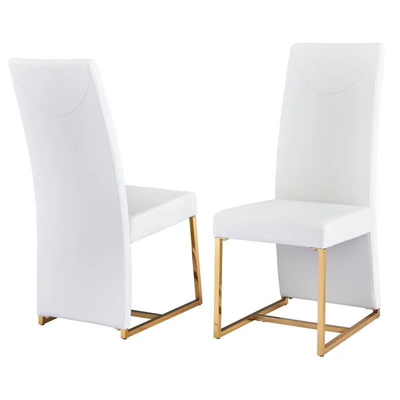 Best Master Furniture Padraig White Faux Leather Side Chairs in Gold (Set of 2) - Walmart.com | Walmart (US)