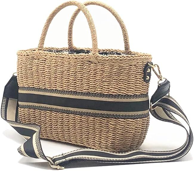 Straw Bag,Woven Bag Tote Handmade Shoulder Women's Purses And Handbags Crossbody Beach Bags For W... | Amazon (US)