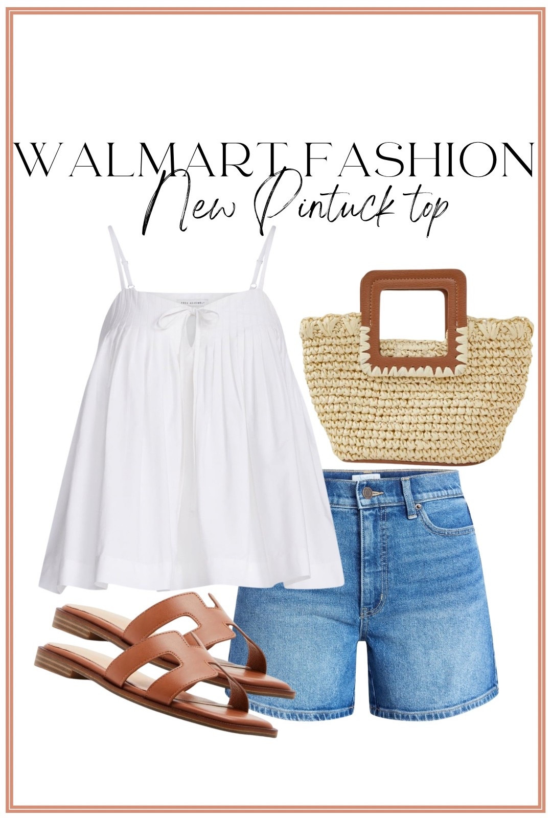 Simple summer outfits are always a yes for me 🤍 This new Walmart pintuck top is one of those pieces you’ll reach for on repeat! The flowy fit, lightweight fabric, and feminine details make it perfect for everything from weekend errands to vacation days. I paired it with classic denim shorts, comfy brown slide sandals, and a woven straw tote for an effortless everyday summer look.

If you’re looking for affordable Walmart fashion, cute summer tops, and easy outfit ideas, this one deserves a spot in your cart! It looks so much more expensive than it is and can easily be dressed up or down.

✨ Outfit details:
🤍 New Walmart pintuck top
👖 Denim shorts
👜 Woven straw tote
🤎 Brown slide sandals

Perfect for:
• Summer outfits
• Casual everyday style
• Vacation outfits
• Beach trips
• Brunch looks
• Affordable fashion finds

#WalmartFashion #WalmartFinds #SummerStyle #SummerOutfit #CasualStyle #AffordableFashion #EverydayStyle #DenimShorts #SummerTop #VacationStyle #ResortWear #BeachStyle #OOTD #StyleInspo #FashionFinds #BudgetFashion #WomenStyle #CapsuleWardrobe #SummerWardrobe #EasyStyle

#LTKootd #LTKPetite #LTKSaleAlert