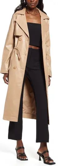 Open Edit Faux Leather Trench Coat | Nordstrom | Nordstrom