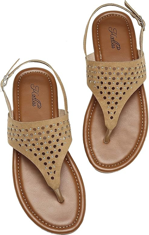 katliu Women's Flat Sandals Flip Flop Sandals Dressy Thong Sandals | Amazon (US)