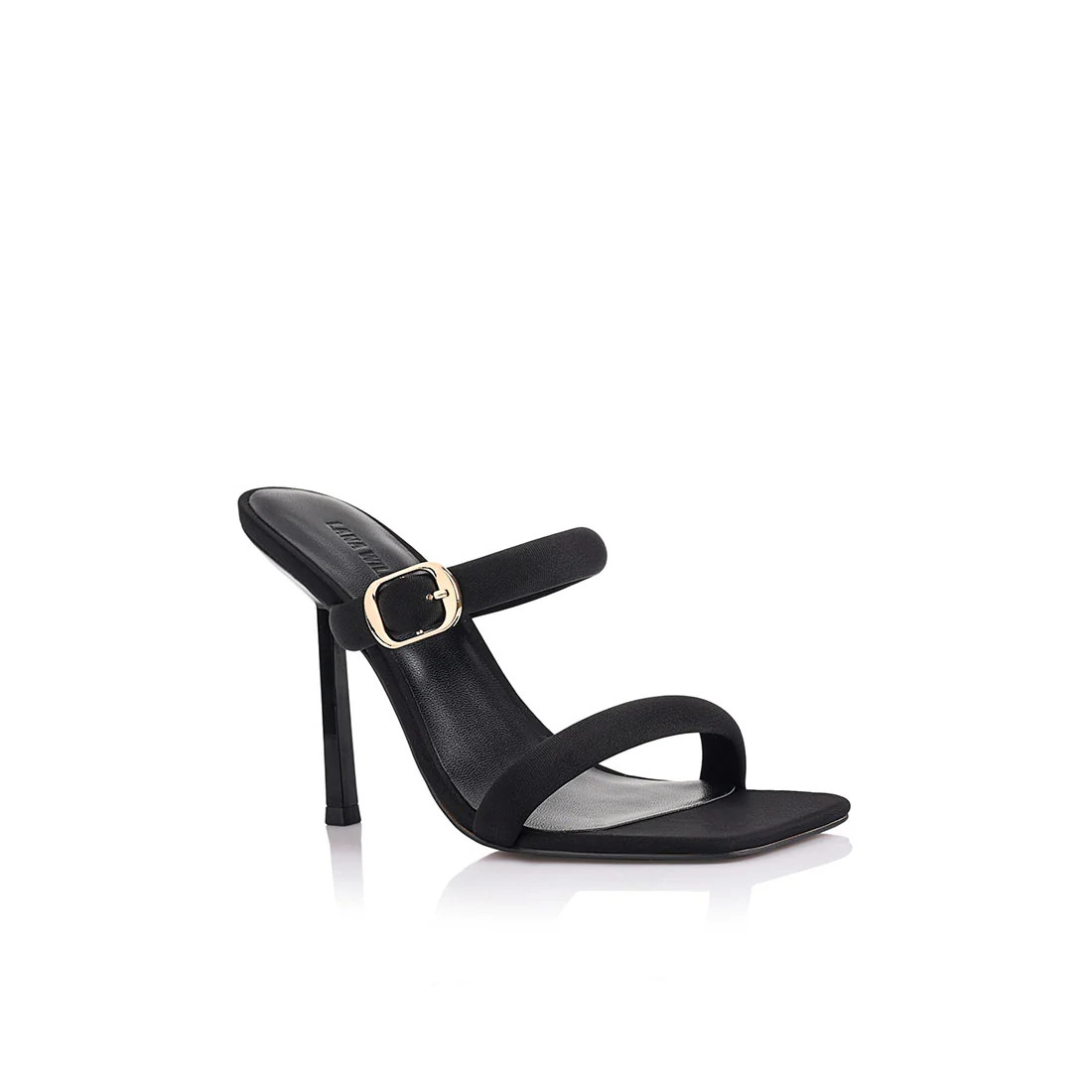 Clementine Stiletto Mule Sandal Black Knit | Lana Wilkinson