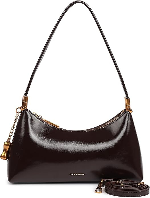 Advanced oil wax leather crescent bag, women's armpit bag, shoulder bag, crossbody bag, handbag, ... | Amazon (US)