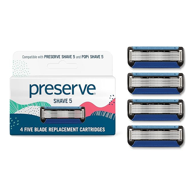 Preserve Shave 5 Razor Blades Refills - 5 Blade Razors for Men & Women - Ceramic Coated Shavers f... | Amazon (US)