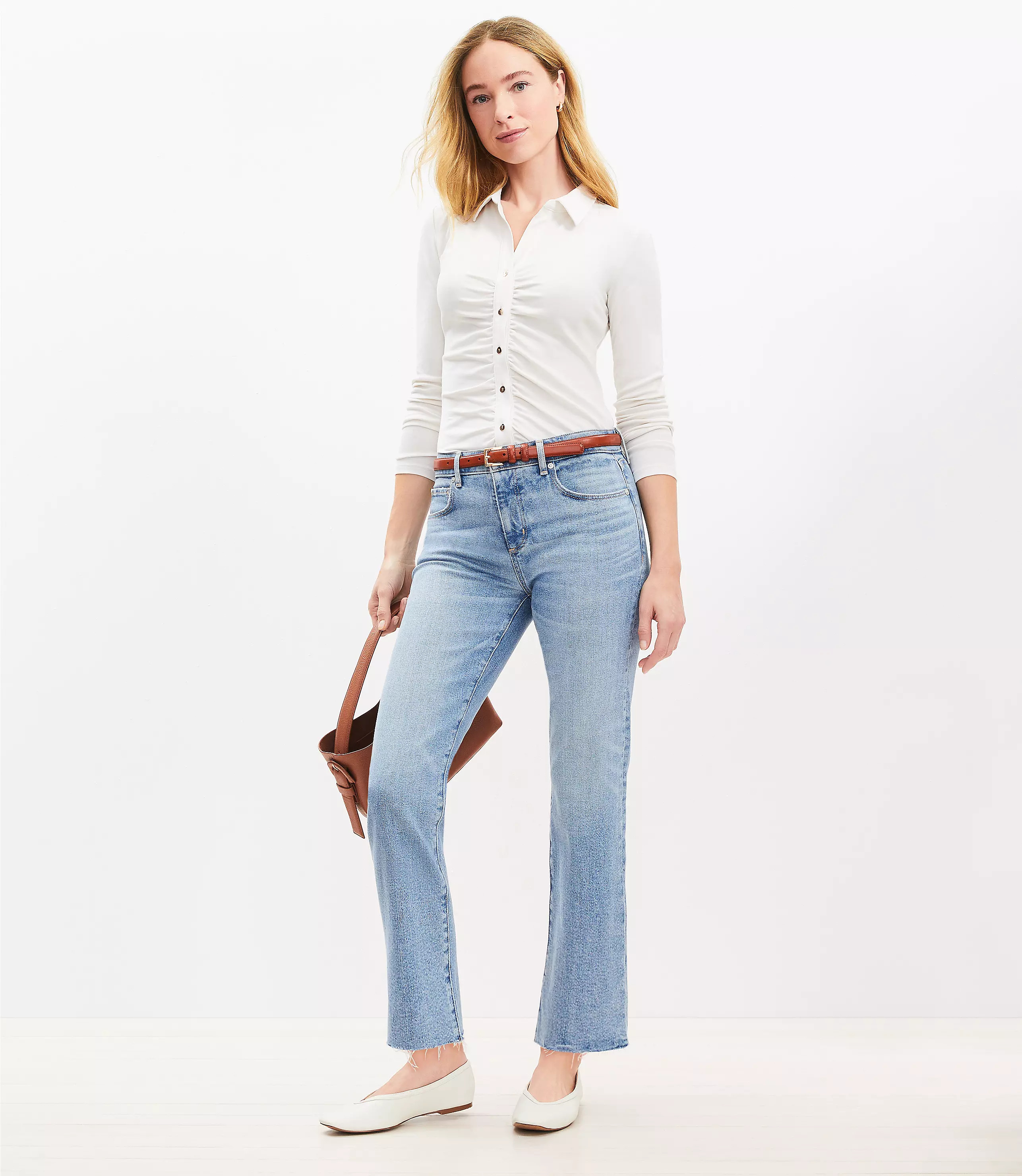 Fresh Cut Mid Rise Slim Jeans in Classic Mid Wash | LOFT