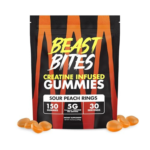 BEAST BITES - Creatine Gummies - 5g Creatine Monohydrate Per Serving - No Artificial Colors or Flavors - Low-Calorie & Vegan - Made in USA - Made with Creapure - 150 Gummies - 30 Servings | Amazon (US)