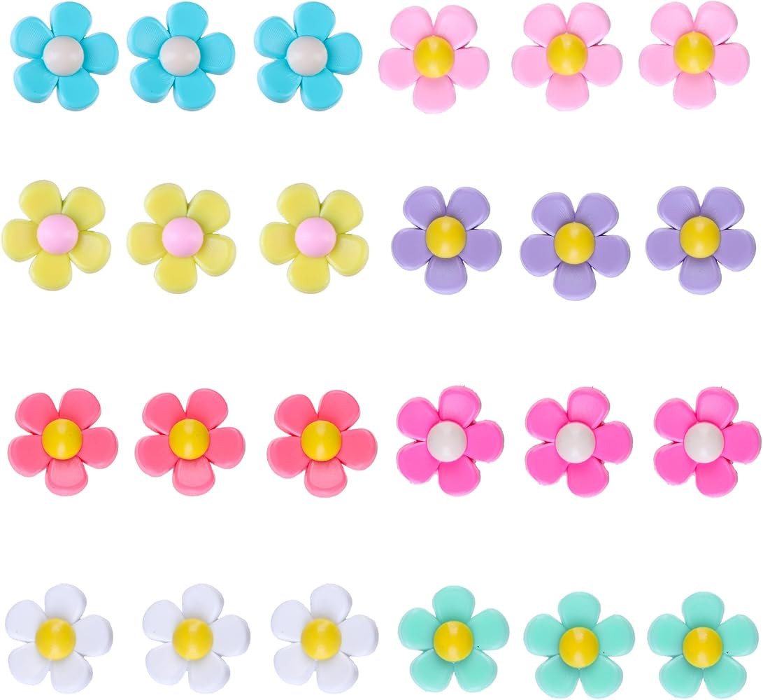 24Pcs Flower Charms Accessories for Bogg Bag, 8 Colors and 3 of Each Color,1inch/2.5cm Insert Dec... | Amazon (US)