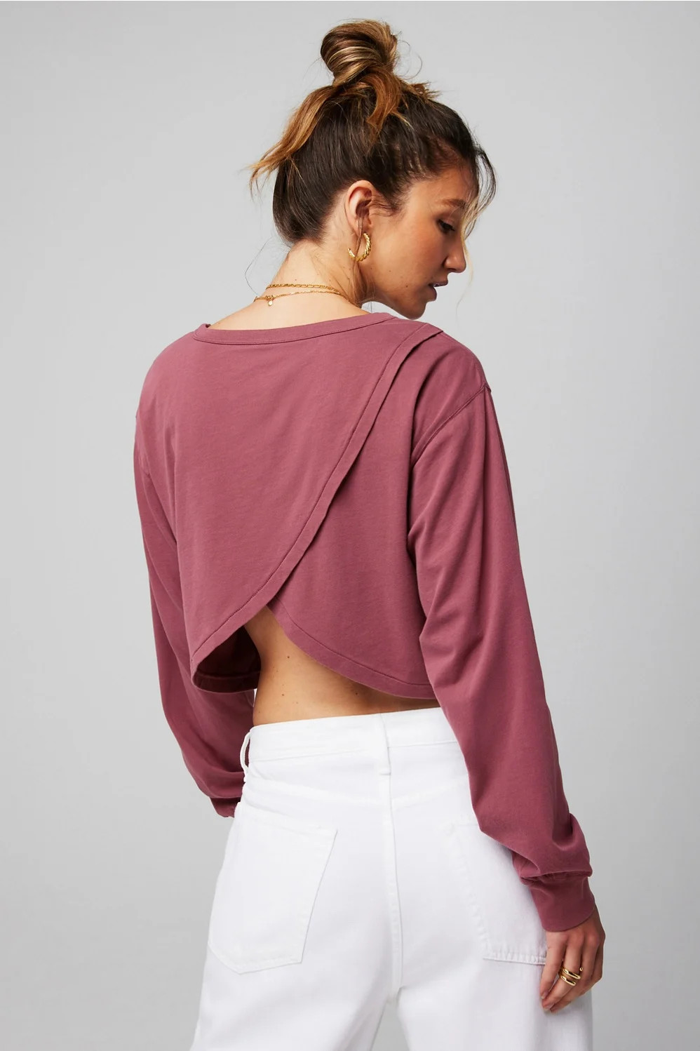 100% Cotton Cropped Boxy Long-Sleeve | Fabletics - North America