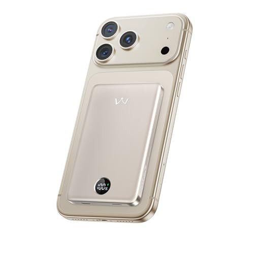 iWALK Magnetic Portable Charger, 5,000mAh Ultra-Slim Power Bank Wireless Charging Battery Pack with LED Power Display, Comfortable Grip Powerbank Compatible with iPhone 17/16/15/14/13 Series,Starlight | Amazon (US)